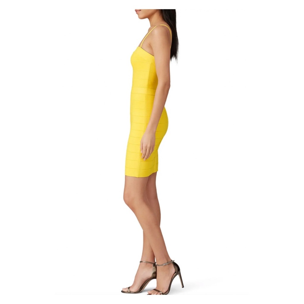 HERVE LEGER Stretchy Bandage Mini Dress in Yellow - Picture 4 of 11